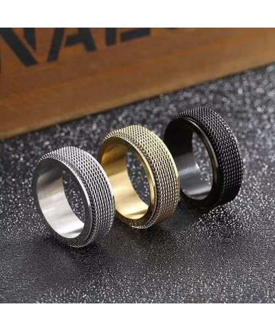 Spinner Ring for Men Woman,Gold Steel Black Titanium Steel Ring Personalized Woven Mesh,Size 5-12(8mm width) 10 steel $8.37 R...