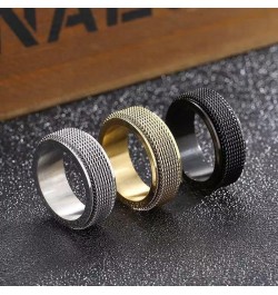 Spinner Ring for Men Woman,Gold Steel Black Titanium Steel Ring Personalized Woven Mesh,Size 5-12(8mm width) 10 steel $8.37 R...