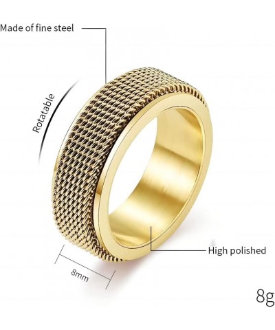 Spinner Ring for Men Woman,Gold Steel Black Titanium Steel Ring Personalized Woven Mesh,Size 5-12(8mm width) 10 steel $8.37 R...