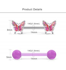 9 Pairs 14G Nipple Rings for Women Surgical Steel Nipple Piercings Butterfly Straight Barbell Pink Nipple Rings Set Cute Nipp...