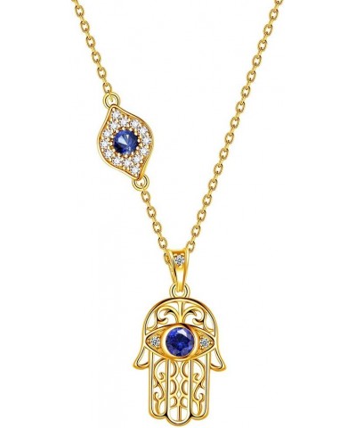 Evil Eye Necklace Evil Eye Hamsa Hand of Fatima Necklace 925 Sterling Silver Fine Jewelry Gifts for Womens White Blue CZ Thir...