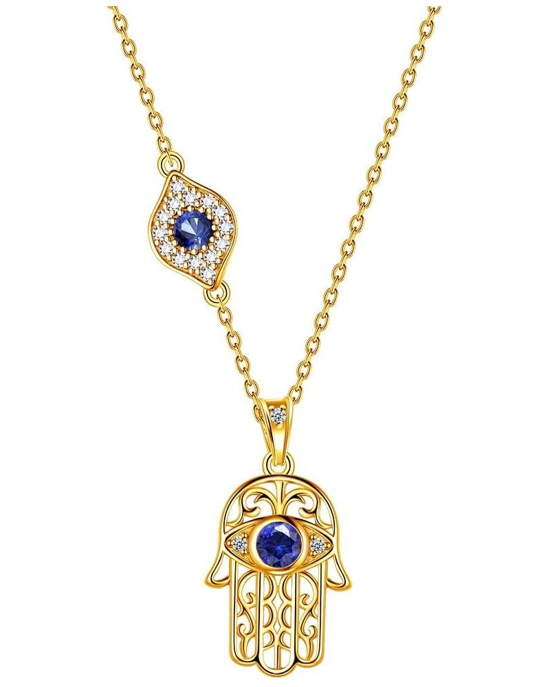 Evil Eye Necklace Evil Eye Hamsa Hand of Fatima Necklace 925 Sterling Silver Fine Jewelry Gifts for Womens White Blue CZ Thir...