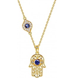 Evil Eye Necklace Evil Eye Hamsa Hand of Fatima Necklace 925 Sterling Silver Fine Jewelry Gifts for Womens White Blue CZ Thir...