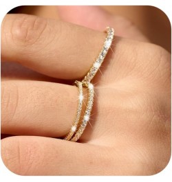 Stackable Gold Rings for Women Non Tarnish, Dainty 14K Real Gold Diamond Rings Set Thumb Fashion Thin Cubic Zirconia Ring Pac...