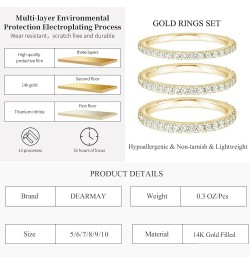 Stackable Gold Rings for Women Non Tarnish, Dainty 14K Real Gold Diamond Rings Set Thumb Fashion Thin Cubic Zirconia Ring Pac...