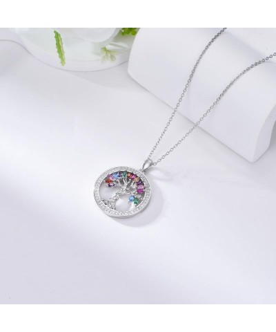 Tree of Life Necklace Birthstones S925 Sterling Silver pendant for Women Wife Mom Birthday Gifts for Her Colorful $27.00 Neck...