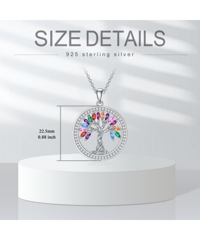 Tree of Life Necklace Birthstones S925 Sterling Silver pendant for Women Wife Mom Birthday Gifts for Her Colorful $27.00 Neck...