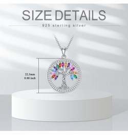 Tree of Life Necklace Birthstones S925 Sterling Silver pendant for Women Wife Mom Birthday Gifts for Her Colorful $27.00 Neck...