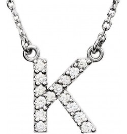 0.12 Carat (ctw) 14K Diamond Uppercase Letter 'A' to 'Z' Initial Pendant (Silver Chain Included), White Gold K $56.45 Necklaces