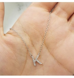 0.12 Carat (ctw) 14K Diamond Uppercase Letter 'A' to 'Z' Initial Pendant (Silver Chain Included), White Gold K $56.45 Necklaces