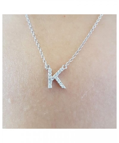 0.12 Carat (ctw) 14K Diamond Uppercase Letter 'A' to 'Z' Initial Pendant (Silver Chain Included), White Gold K $56.45 Necklaces