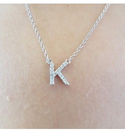 0.12 Carat (ctw) 14K Diamond Uppercase Letter 'A' to 'Z' Initial Pendant (Silver Chain Included), White Gold K $56.45 Necklaces