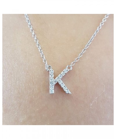 0.12 Carat (ctw) 14K Diamond Uppercase Letter 'A' to 'Z' Initial Pendant (Silver Chain Included), White Gold K $56.45 Necklaces