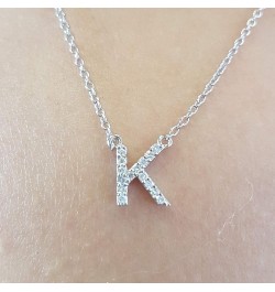 0.12 Carat (ctw) 14K Diamond Uppercase Letter 'A' to 'Z' Initial Pendant (Silver Chain Included), White Gold K $56.45 Necklaces