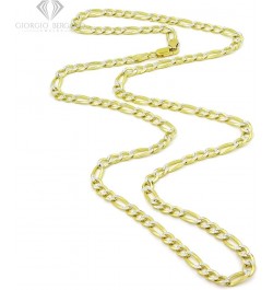 925 Italian Sterling Silver 3mm - 10.5mm Solid Figaro Diamond Cut Chain, ITProLux Yellow Gold Plated Pave Link Necklace or Br...