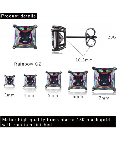 18K White Gold Plated Rainbow Earrings Set Hypoallergenic for Women Men Jewelry Gifts rainbow CZ $12.49 Earrings