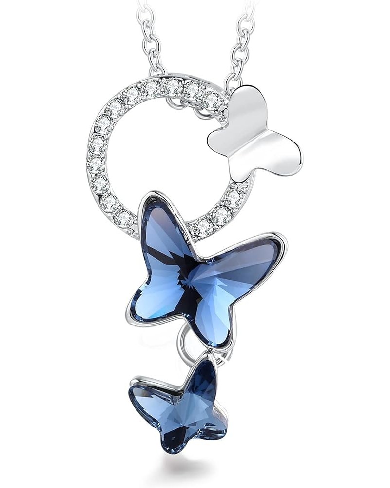 Blue Purple Pink Butterfly Crystal Pendant Necklace Birthday Gift for Women Girls Blue $12.32 Necklaces