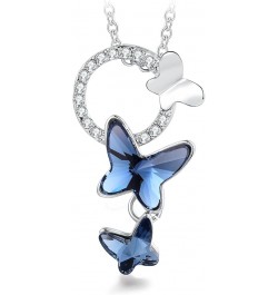 Blue Purple Pink Butterfly Crystal Pendant Necklace Birthday Gift for Women Girls Blue $12.32 Necklaces