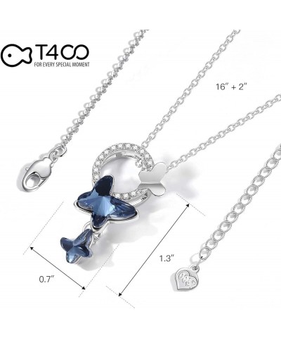 Blue Purple Pink Butterfly Crystal Pendant Necklace Birthday Gift for Women Girls Blue $12.32 Necklaces