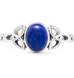 Oval Lapis Lazuli Triquetra 925 Sterling Silver Ring - Delicate BOHO Chic Jewelry - Fashionable and Stylish for Girls and Wom...