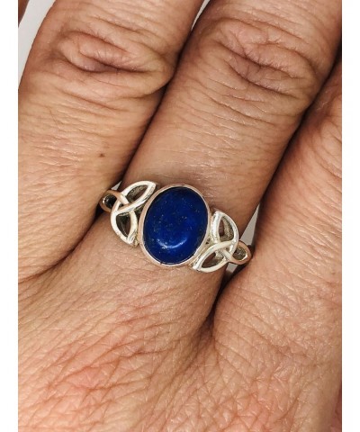 Oval Lapis Lazuli Triquetra 925 Sterling Silver Ring - Delicate BOHO Chic Jewelry - Fashionable and Stylish for Girls and Wom...