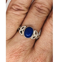 Oval Lapis Lazuli Triquetra 925 Sterling Silver Ring - Delicate BOHO Chic Jewelry - Fashionable and Stylish for Girls and Wom...