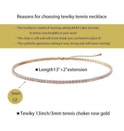 Tennis Necklace 14K Gold Plated/Silver Sparking Rhinestone Choker Necklaces Dainty Crystal Cubic Zirconia Bridal Wedding Jewe...