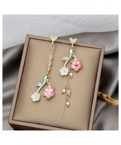 Korean Fashion Resin Sakura Leaf Drop Earring Cute Cherry Blossom Flower Petal Tassel Dangle Earring for Women Girl Teen Stat...