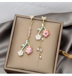 Korean Fashion Resin Sakura Leaf Drop Earring Cute Cherry Blossom Flower Petal Tassel Dangle Earring for Women Girl Teen Stat...