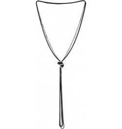 Chain Lariat Necklace, Y-Shape Tassel Multi-strand Long Box Chains, Silver Black, Knot Adjustable $9.50 Necklaces