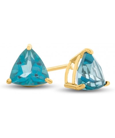 Solid 10k White Gold or 7x7mm Trillion Post-With-Friction-Back Stud Earrings Coated Paraiba Topaz Yellow Gold $52.90 Earrings