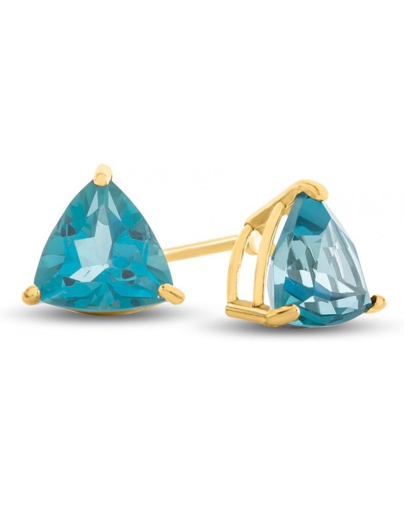 Solid 10k White Gold or 7x7mm Trillion Post-With-Friction-Back Stud Earrings Coated Paraiba Topaz Yellow Gold $52.90 Earrings