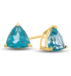 Solid 10k White Gold or 7x7mm Trillion Post-With-Friction-Back Stud Earrings Coated Paraiba Topaz Yellow Gold $52.90 Earrings