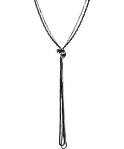 Chain Lariat Necklace, Y-Shape Tassel Multi-strand Long Box Chains, Silver Black, Knot Adjustable $9.50 Necklaces