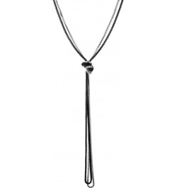 Chain Lariat Necklace, Y-Shape Tassel Multi-strand Long Box Chains, Silver Black, Knot Adjustable $9.50 Necklaces