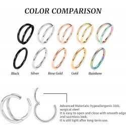 2 Pcs Nose Rings 20G 18G 16G 14G 12G 10G 8G Surgical Steel Piercing Rings for Nose Septum Cartilage Helix Tragus Conch Rook D...