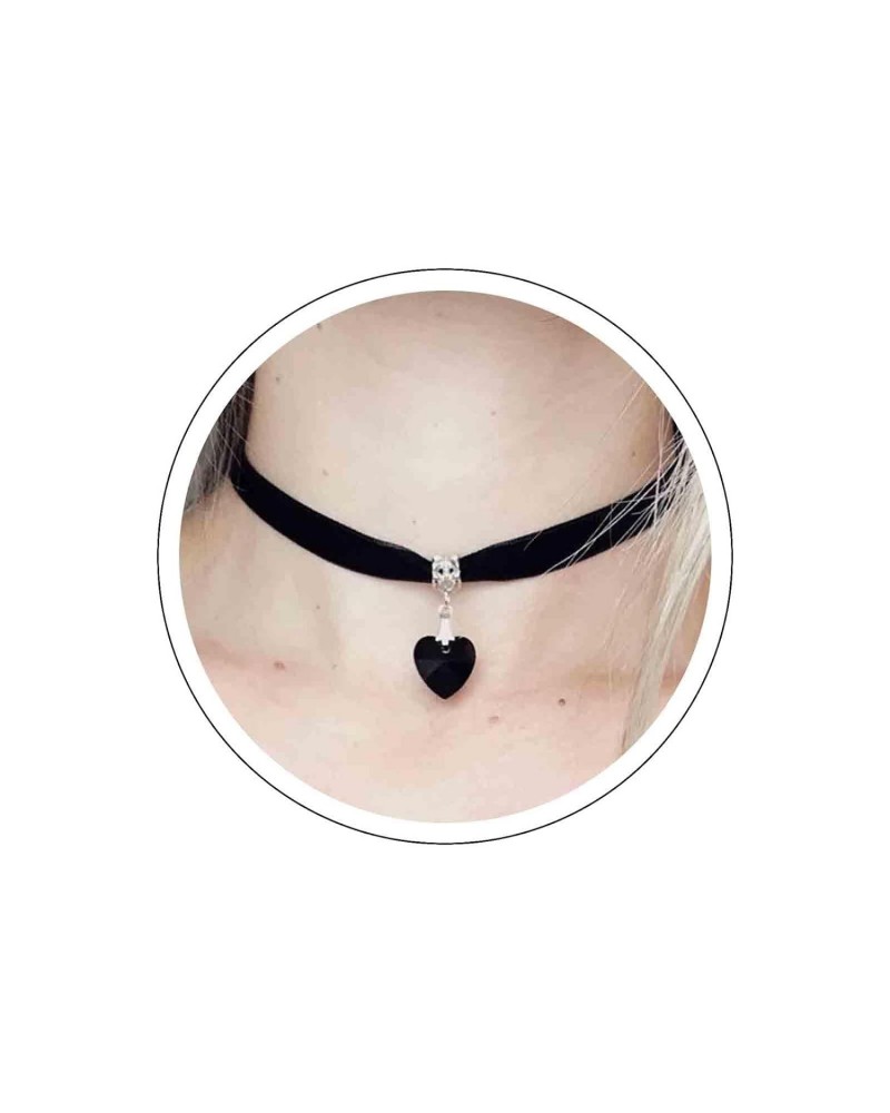 Punk Black Velvet Choker Necklace Love Heart Pendant Necklace Vintage Black Satin Choker Necklace Gothic Retro Leather Collar...