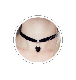 Punk Black Velvet Choker Necklace Love Heart Pendant Necklace Vintage Black Satin Choker Necklace Gothic Retro Leather Collar...