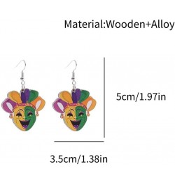 Mardi Gras Earrings Wooden Carnival Love Heart Truck Mask Hat Drop Dangle Earrings For Women Girls Party Jewelry Gift 1 Pair ...