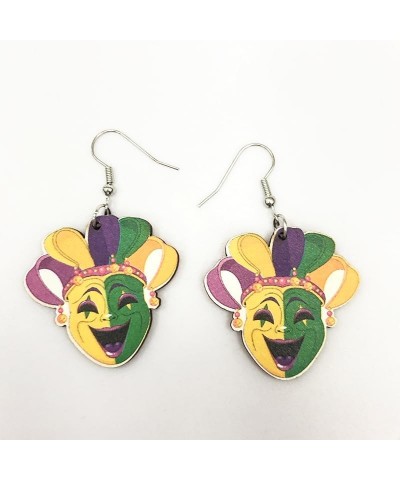 Mardi Gras Earrings Wooden Carnival Love Heart Truck Mask Hat Drop Dangle Earrings For Women Girls Party Jewelry Gift 1 Pair ...