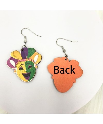 Mardi Gras Earrings Wooden Carnival Love Heart Truck Mask Hat Drop Dangle Earrings For Women Girls Party Jewelry Gift 1 Pair ...