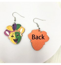 Mardi Gras Earrings Wooden Carnival Love Heart Truck Mask Hat Drop Dangle Earrings For Women Girls Party Jewelry Gift 1 Pair ...