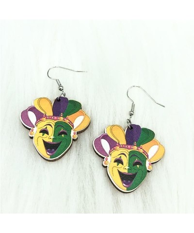 Mardi Gras Earrings Wooden Carnival Love Heart Truck Mask Hat Drop Dangle Earrings For Women Girls Party Jewelry Gift 1 Pair ...