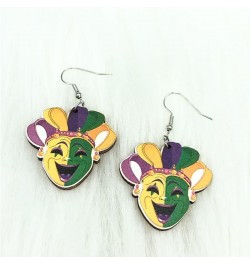 Mardi Gras Earrings Wooden Carnival Love Heart Truck Mask Hat Drop Dangle Earrings For Women Girls Party Jewelry Gift 1 Pair ...