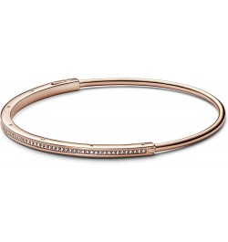 I-D Pavé Bangle - 14k Rose Gold-Plated Bracelet for Women - Features Rose & Cubic Zirconia - Gift for Her - 6.9 $83.16 Bracelets