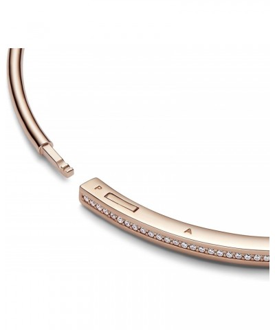 I-D Pavé Bangle - 14k Rose Gold-Plated Bracelet for Women - Features Rose & Cubic Zirconia - Gift for Her - 6.9 $83.16 Bracelets