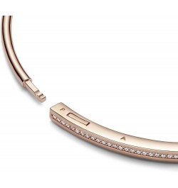 I-D Pavé Bangle - 14k Rose Gold-Plated Bracelet for Women - Features Rose & Cubic Zirconia - Gift for Her - 6.9 $83.16 Bracelets