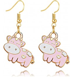 New Zodiac Cow Farm Pet Dangle Hook Earrings Cute Golden Cow Animal Drop Earrings for Women Girls Teens Birthday Friendship P...