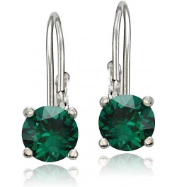 Sterling Silver Birthstone Gemstone 6mm Round Leverback Earrings May-Created Emerald $16.82 Earrings