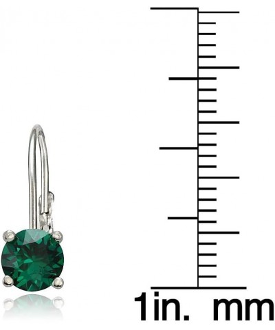 Sterling Silver Birthstone Gemstone 6mm Round Leverback Earrings May-Created Emerald $16.82 Earrings